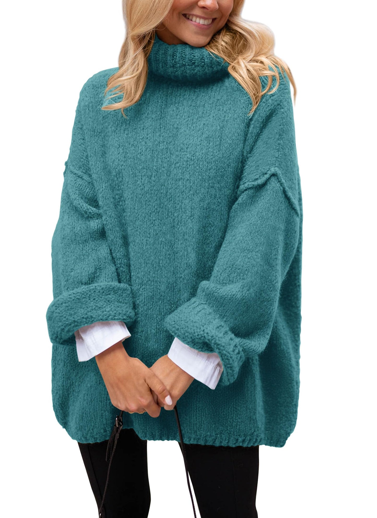 PRETTYGARDEN Oversized Sweaters for Women 2025 Chunky Turtleneck Sweater Fall Clothes Long Sleeve Tops Winter Clothing