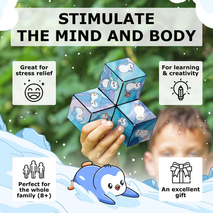 Shashibo Pudgy Penguins Shape Shifting Box – STEM Fidget Toy with Ultra Strong Magnets, Puzzle Cube Transforms into 100+ Shapes, Sensory Gift for Kids, Teens, and Adults (Paxton)