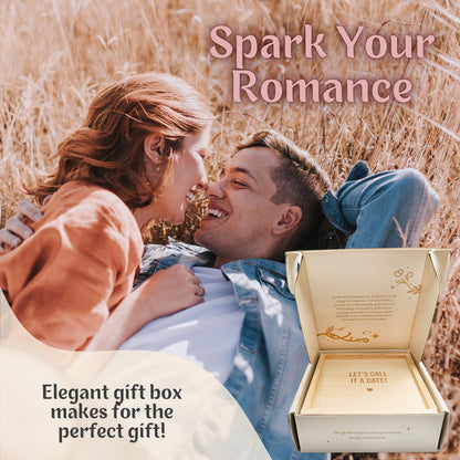 Date Night Box Game - 52 Romantic Date Ideas + 4 Personalized Dates & Decision Maker Coin - Fun Gift for Couples, Anniversaries, Weddings, Bridal Showers Bachelorette Parties, Him & Her, Anniversary