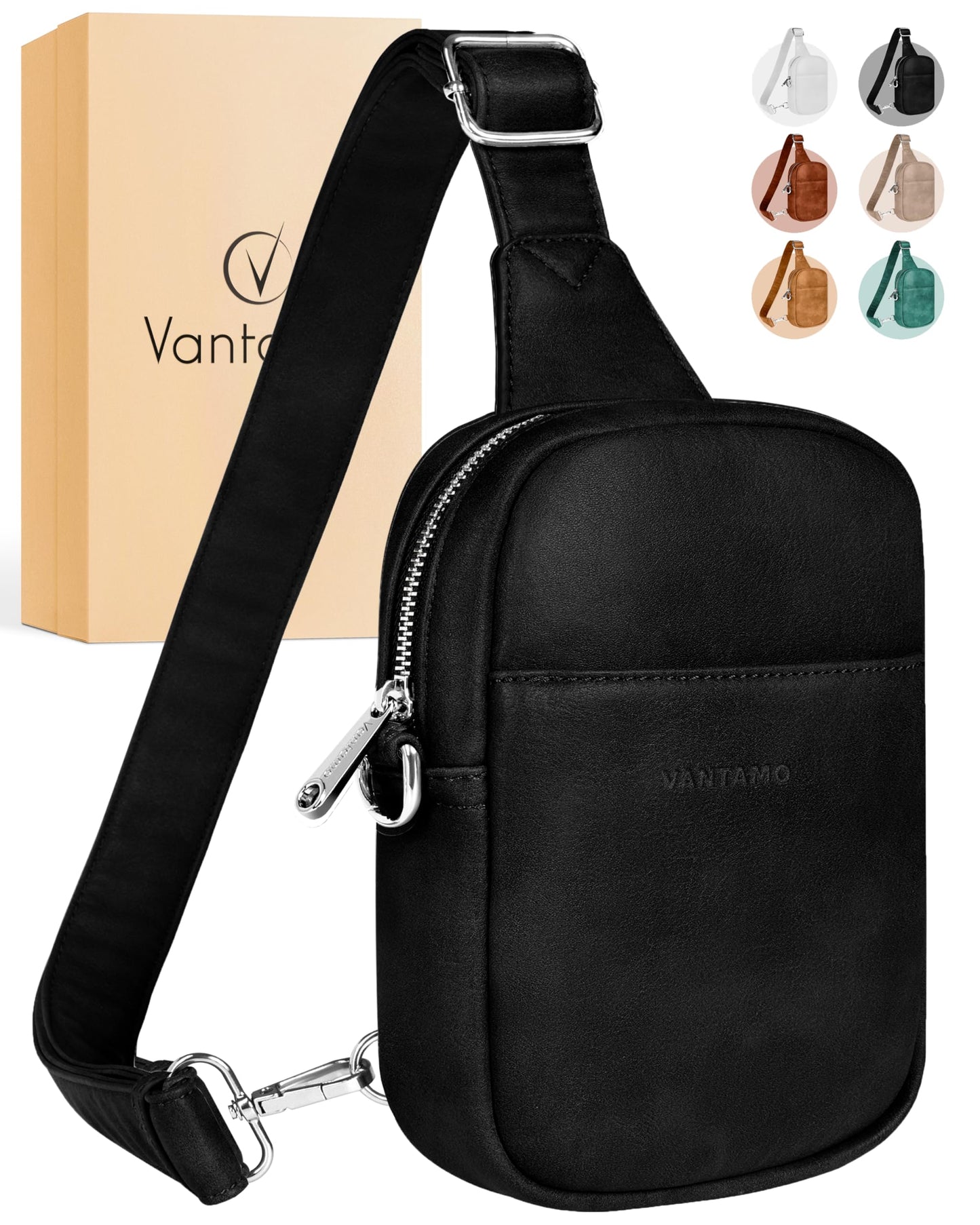 Vantamo Cross Body Bag Women with RFID Protection, Anti-Pickpocket Clip & Premium Material, Stylish Sling Bag Women with Silver Zipper, Secure Anti Theft Crossbody for Travel & Everyday Use