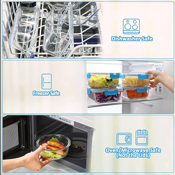 M MCIRCO 30 Pieces Glass Food Storage Containers