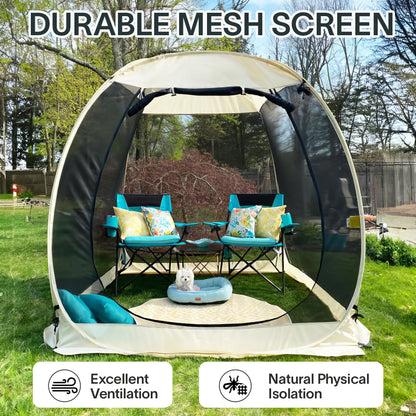 Alvantor® Screen House Gazebo, Pop Up Igloo Screened Canopy Tent with Mosquito Netting Sides,Instant UV Resistant Sun Shelter for Garden,Patio,Backyard,Beige 6 x6 FT