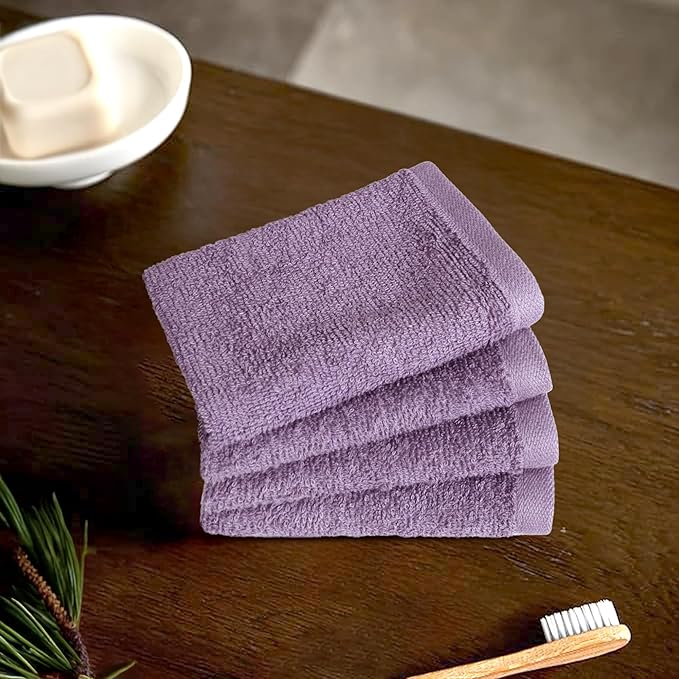 Amazon Basics washcloth for Bathroom, 100% Cotton Extra Absorbent, Fast Drying