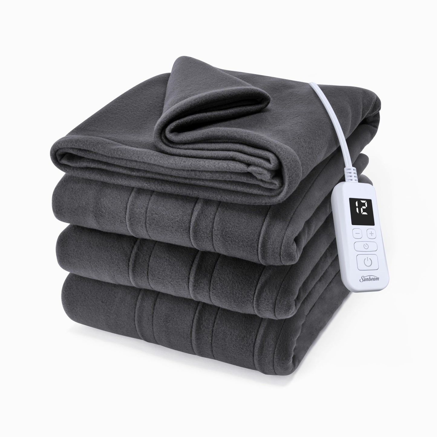Sunbeam Royal Ultra Fleece Heated Electric Blanket King Size, 90" x 100", 12 Heat Settings, 12-Hour Auto Shut-Off, Machine Washable, Pebble Beige