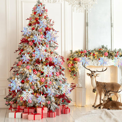 36PCS Christmas Snowflake Decorations, 3D Large Iridescent Paper Snowflakes Garland Hanging Snow Flakes for Winter Wonderland Christmas Party Decorations Holiday New Year Home Decor, Iridescent