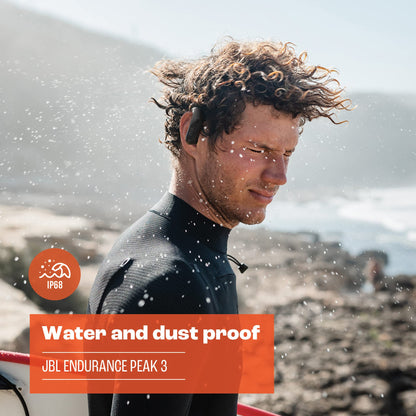 JBL Endurance Peak 3 - Dust and Water Proof (IP68) True Wireless Active Earbuds, JBL Pure Bass Sound, Up to 50 Total Hours of Playback with Speed Charge, Ambient Aware & Talk Thru (Black)