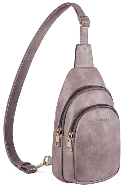 Telena Small Sling Bag for Women Leather Crossbody Fanny Packs Chest Bag for Women