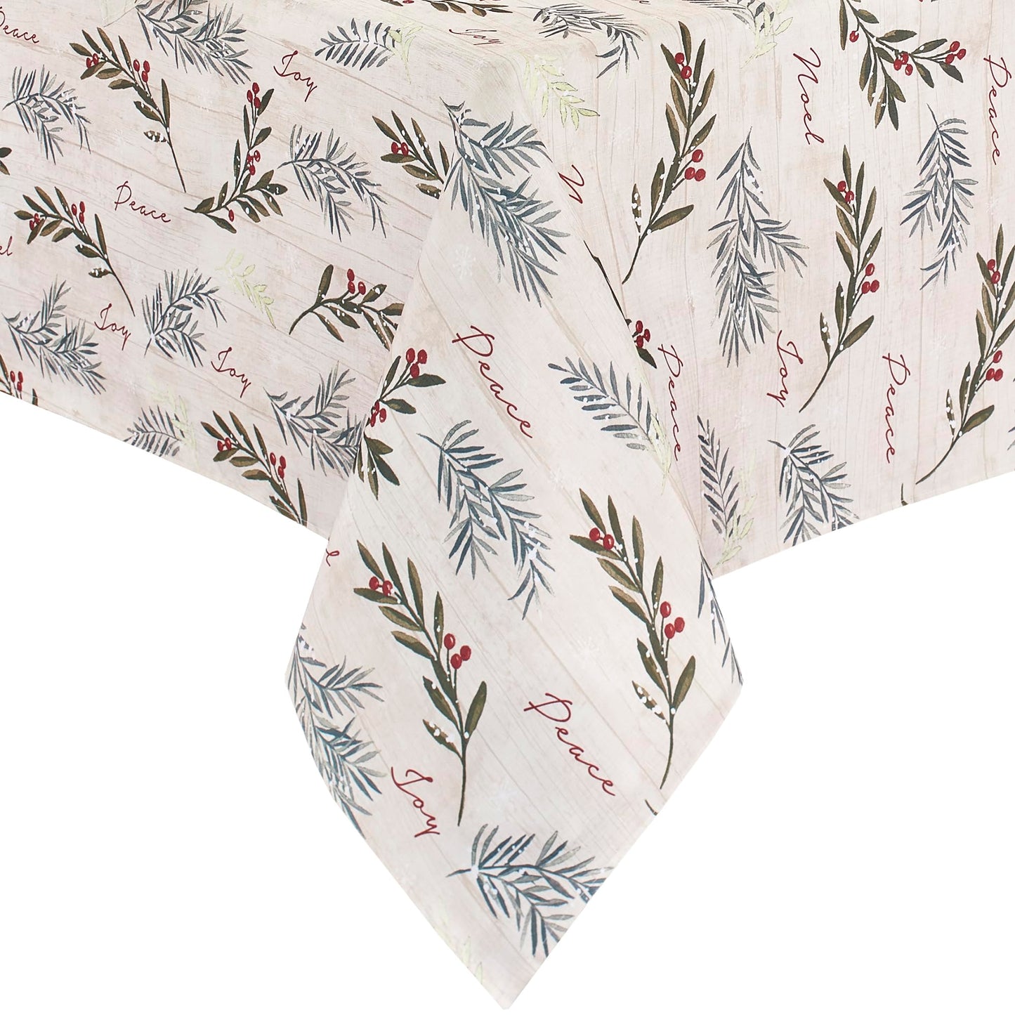 Elrene Home Fashions Holiday Tree Trimmings Wrinkle Resistant Fabric Tablecloth, Christmas, 60"X102", Oblong