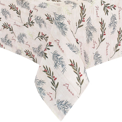 Elrene Home Fashions Holiday Tree Trimmings Wrinkle Resistant Fabric Tablecloth, Christmas, 60"X102", Oblong