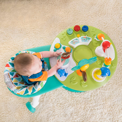 Bright Starts, Around We Go 2-in-1 Walk-Around Activity Centre and Play Table - Tropic Cool, Walker with Music, Lights and Interactive Toys, Removable Seat, Ages 6 Months Plus