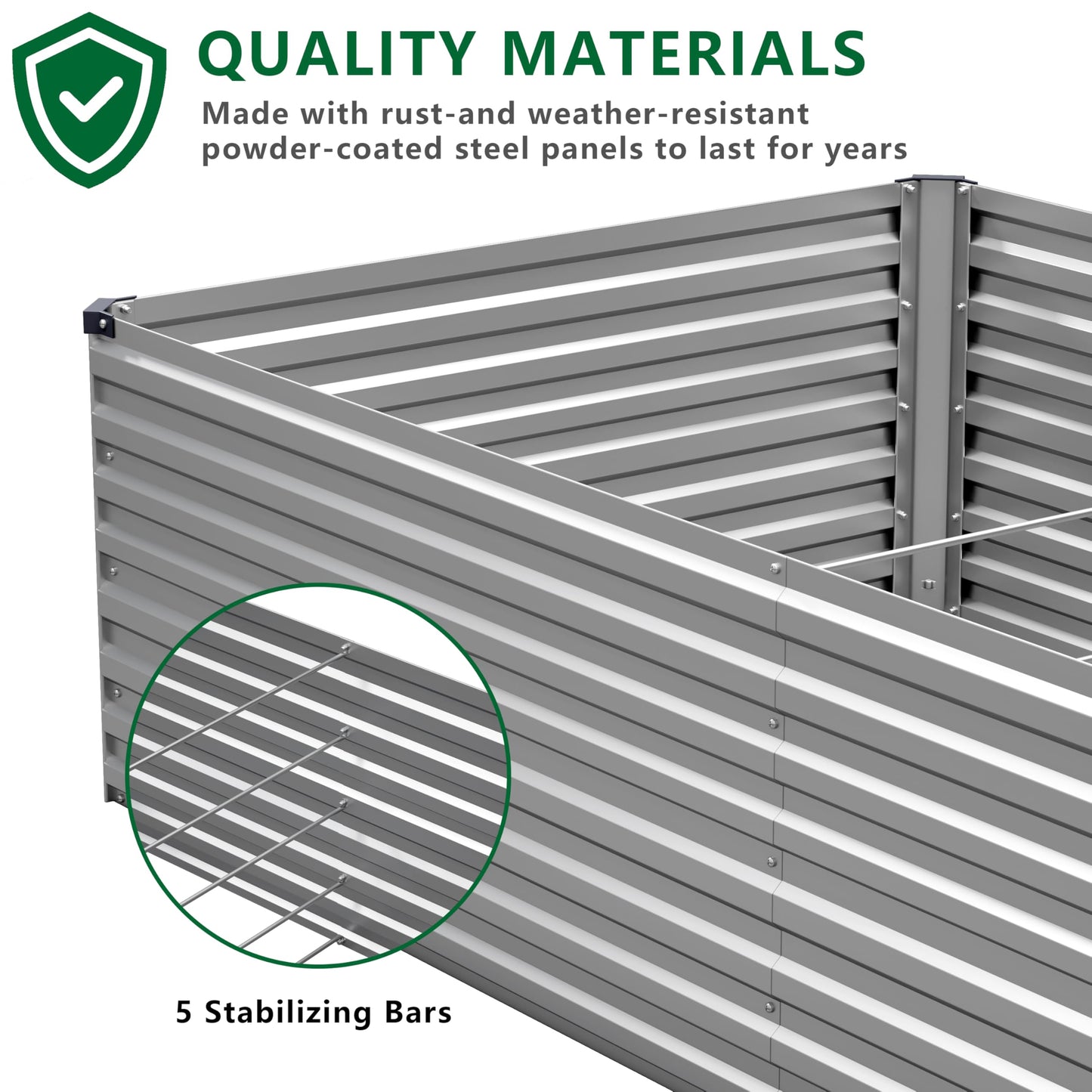 DIIYIV Galvanized Raised Garden Bed Kit Outdoor Patio,8x2x2ft Large Rectangular Metal Planter Boxes,Deep Root Box Planter for Gardening,Vegetables,Flowers,Herbs-Silver