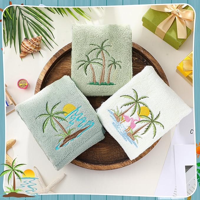 3 Pack Summer Palm Tree Hand Towels