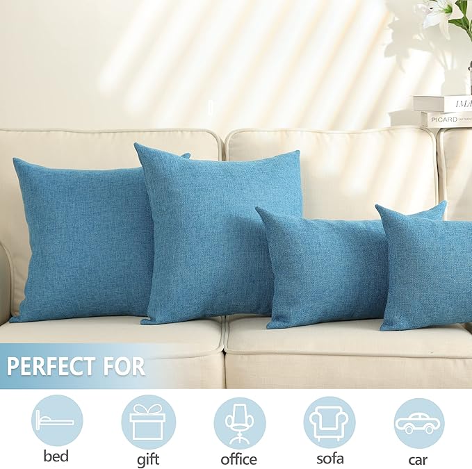 Stellhome Pack of 2 Linen Throw Pillow Covers Solid Fall Decorative Cushion