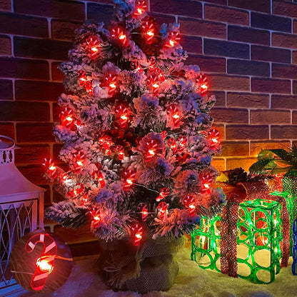 AMENON 26.2 Ft 80 Led Candy Cane String Lights Christmas Decor Battery Operated Fairy Lights Remote Control with Timer 8 Modes Holiday Xmas Decorations Indoor Outdoor Home Party Bedroom (Warm White)