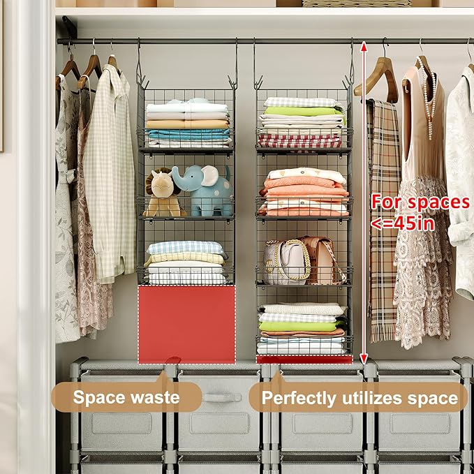 4 Tier Closet Hanging Organizer, Closet Organizers and Storage