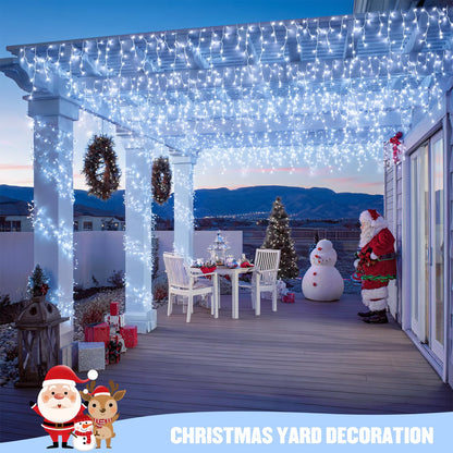JMEXSUSS 400 LED White Christmas Icicle Lights, 38.8ft Connectable Icicle Lights for Outside Outdoor Indoor Plug in, String Light for House Patio Party Room Holiday Christmas Decorations