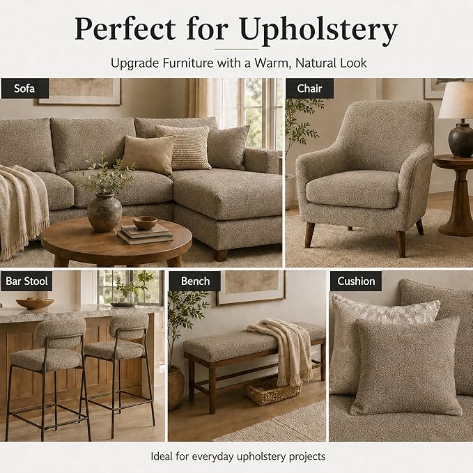 Mini Chenille Linen Blend Upholstery Fabric by the Yard, 57 Inch Wide Soft