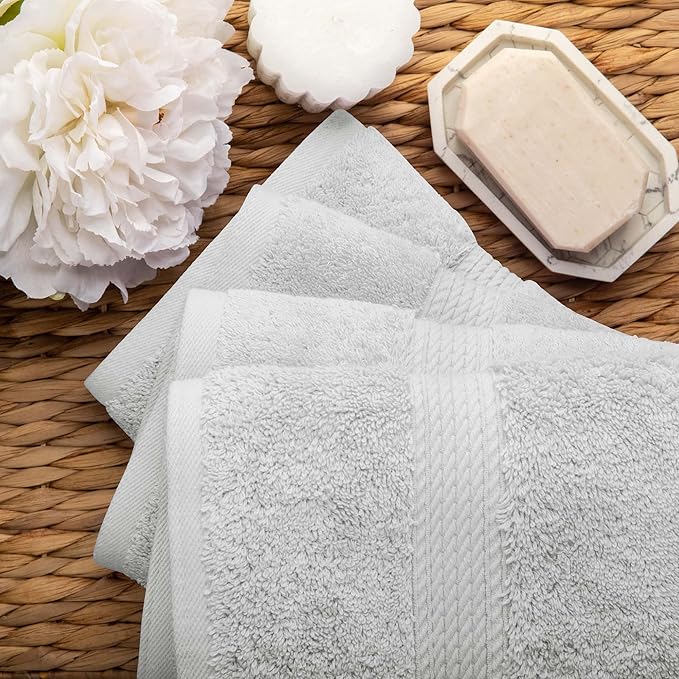 SUPERIOR Egyptian Cotton Pile Hand Towel Set of 4, Ultra Soft Luxury Towels
