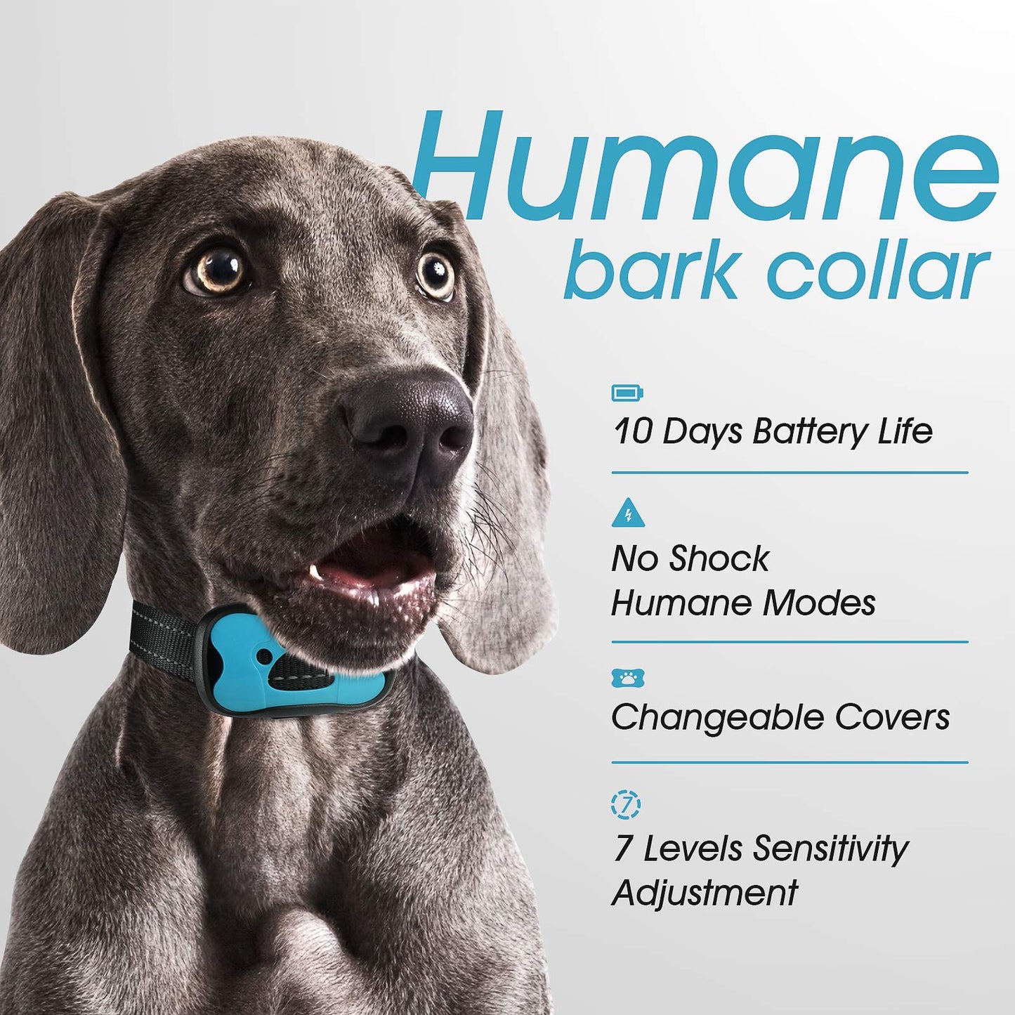 PcEoTllar Rechargeable Bark Collar - Humane Dog Barking Collar with Vibration & Beep - No Shock Anti Bark Collar effective for Small/Medium/Large Dogs, Anti Barking