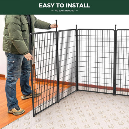 FXW Rollick Unleashed Dog Playpen for Indoor, Yard, RV Camping, 50 inch 16 Panels Dog Pen with Connectors (Pack of 2) for Large Dogs, Black│Patented