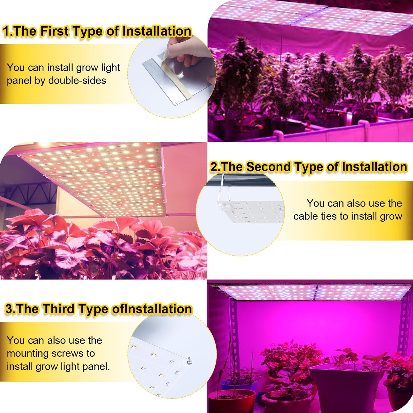 Grow Light, 40W Ultra-Thin LED Grow Lights for Indoor Plants Full Spectrum, 4/8/12H Timer Plant Light Panel, 304 LEDs Under Cabinet Plant Growing Lamp Strip Panel for Seedlings, Veg, Flowers (4pcs)