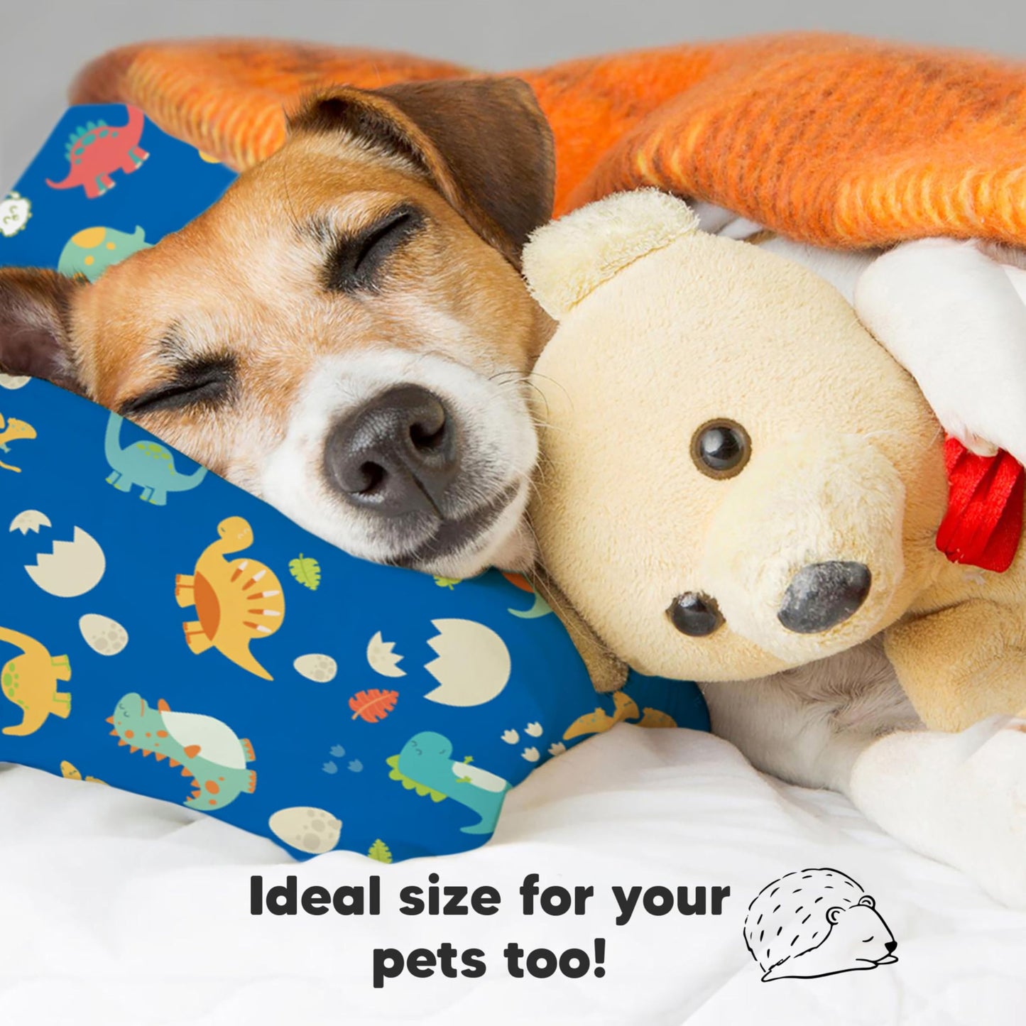 Toddler Pillow with Pillowcase - 13x18 My Little Dreamy Kids Travel Bed Pillows for Sleeping, Organic Cotton Small Pillowcase, Soft & Breathable, Machine Washable, Toddlers 2-5 Years Old (DinoWorld)