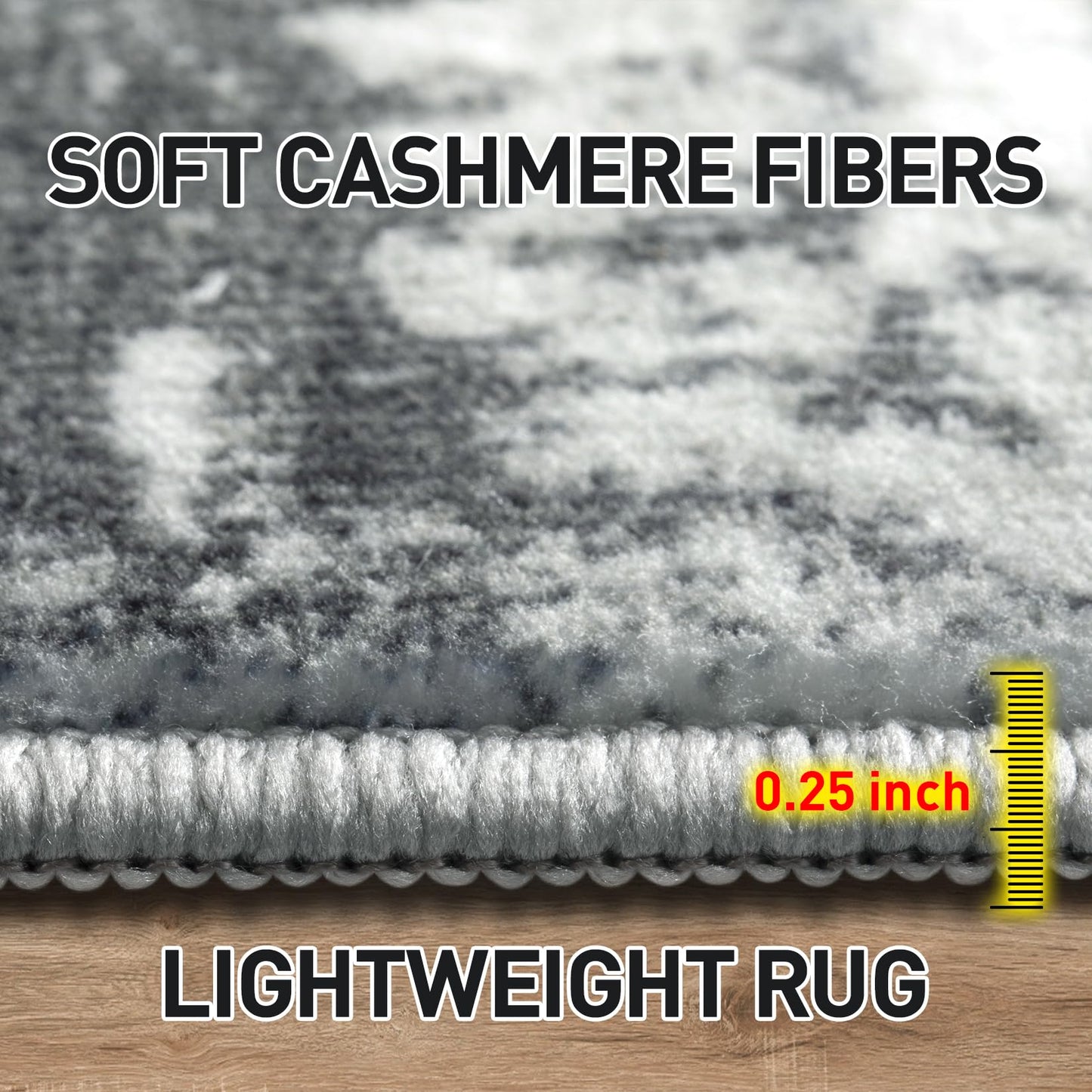 8x10 Area Rugs Washable Rug: Large Modern Abstract Living Room Rug Soft Anti-Skid Thin Carpet Indoor Floor Non-Shedding Carpets for Bedroom Dining Farmhouse Nursery Home Office Black Grey Gold