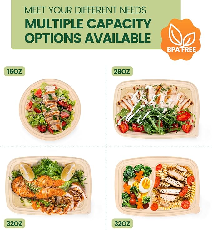 100 Piece Meal Prep Bowl Containers