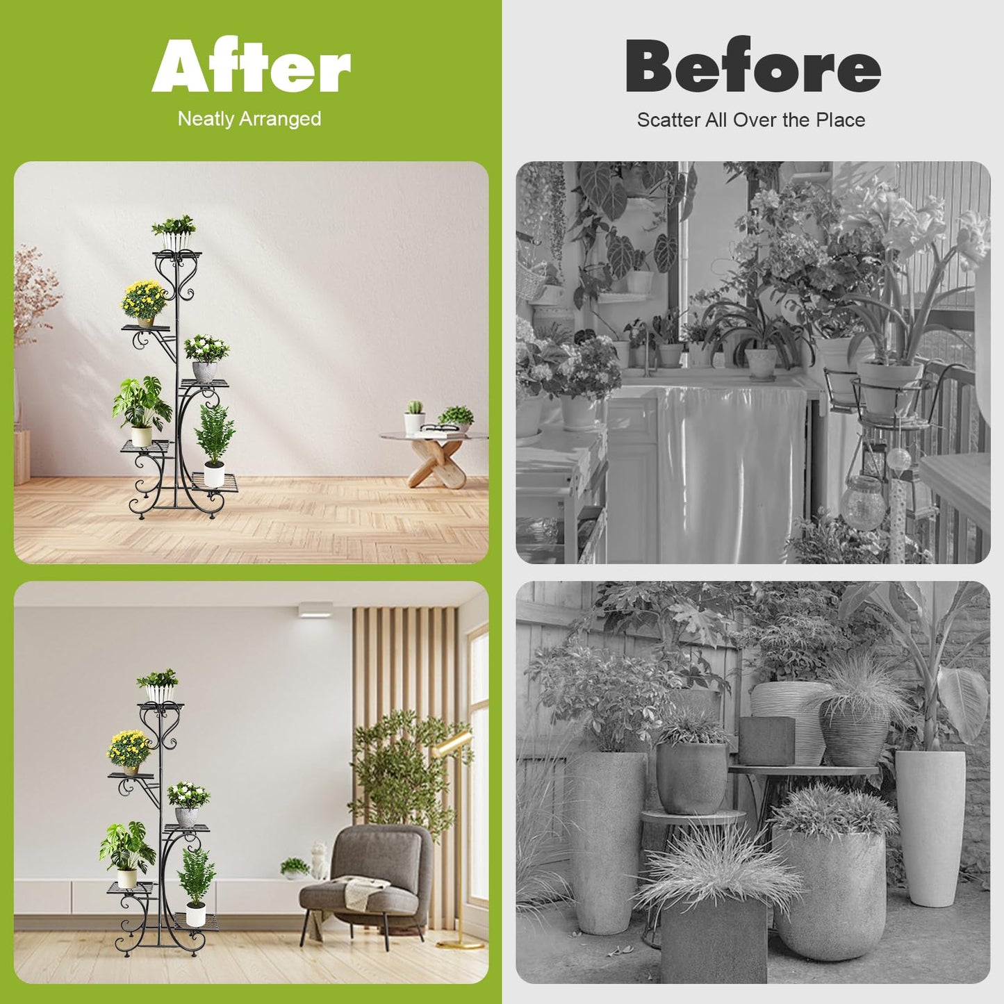 HinLIaDa 5 Tier Plant Stand Indoor, Black Metal Tall Flower Holder Rack with Multiple Shelf, Tiered Corner Flower Holder Shelf, Planter Display Rack for Patio Garden Balcony Living Room Bedroom Decor