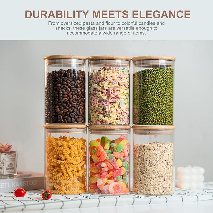 Liuruiyu Glass Food Storage Jars 6-Pack 37oz