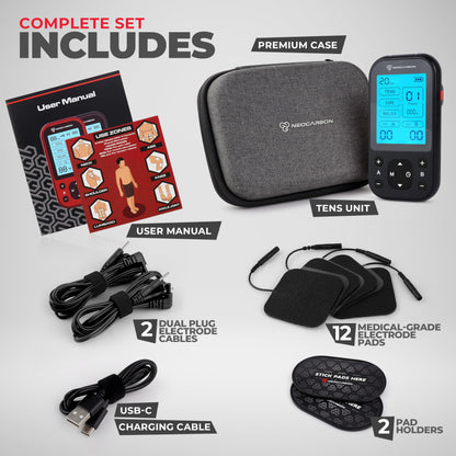 TENS Unit Muscle Stimulator Pro for Back Pain Relief, Shoulder Recovery and Physical Therapy, Electronic EMS Massager Machine with PMS Pulse for Effective Shock Therapy, Black