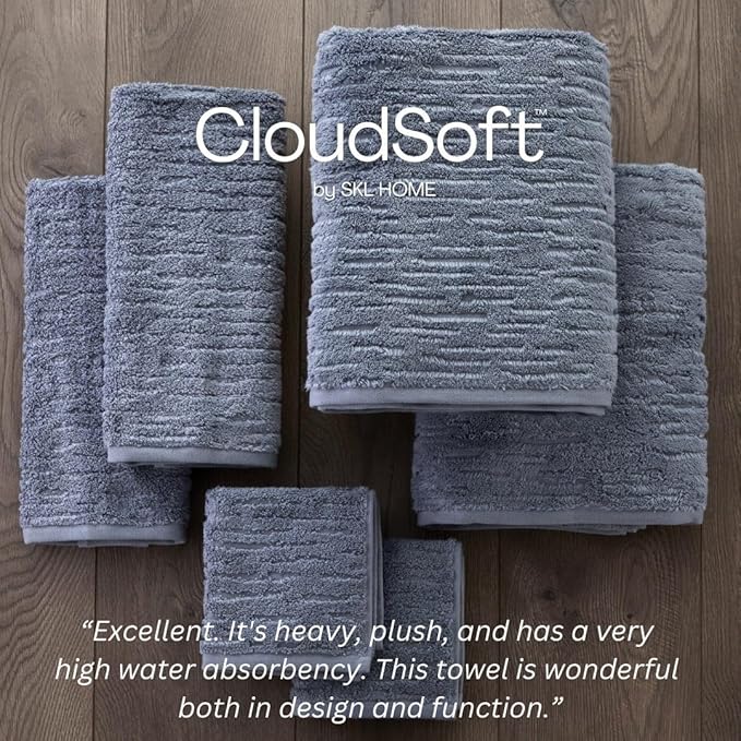 SKL Home CloudSoft 100% Cotton Luxury 6-Piece Towel Set, 600 GSM, Ultra Plush &