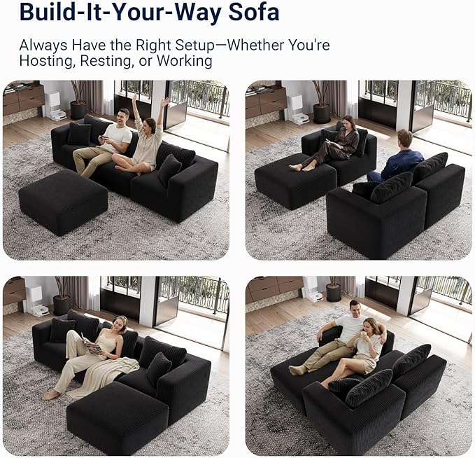 Avenco 141” U-Shaped Modular Sectional Couch Sofa