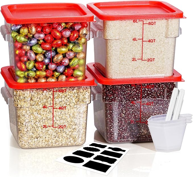 6QT Clear Food Storage Containers: 8 PCS NSF Food Storage Containers