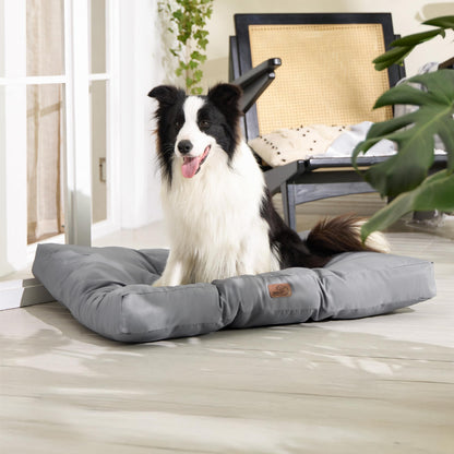 Bedsure Washable Large Dog Bed - 91x68x10cm Flat Dog Bed Mattress with Oxford Fabric, Pet Pillow Cushion for Crate, Water Resistant Dog Mat Outdoor, Grey