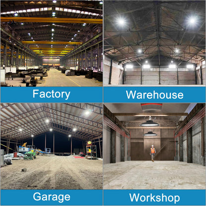 Lightdot 6Pack LED High Bay Light 300W（340x1W） 45000lm (Eqv.1200W MH/HPS) AC100-277V 5000K UFO LED High Bay Shop Light, Commercial Bay Lighting for 30-50FT Height Warehouse, Garage & Barn,Plug & Play