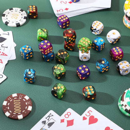 TecUnite 25 Pieces Colored Dice 6 Sided Dice Set, 6 Sided Standard Dices with Black Drawstring Storage Bag for Board Games, Parties, Math Learning, Classroom(Mix Color,6 Sides)