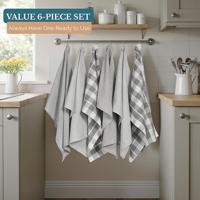 Casa Platino Hand Towels for Kitchen Set of 6 – 100% Cotton 18"x28" Kitchen
