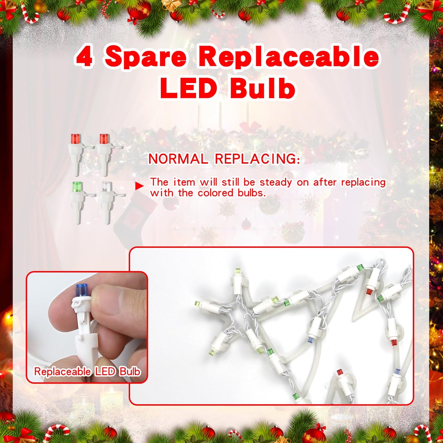 16" Christmas Window Silhouette LED Lights Decorations with Battery Powered, Pack of 2 Sign Lighted Santa Claus head and Christmas tree Christmas Window Lights with for Indoor Wall Door Glass Decor