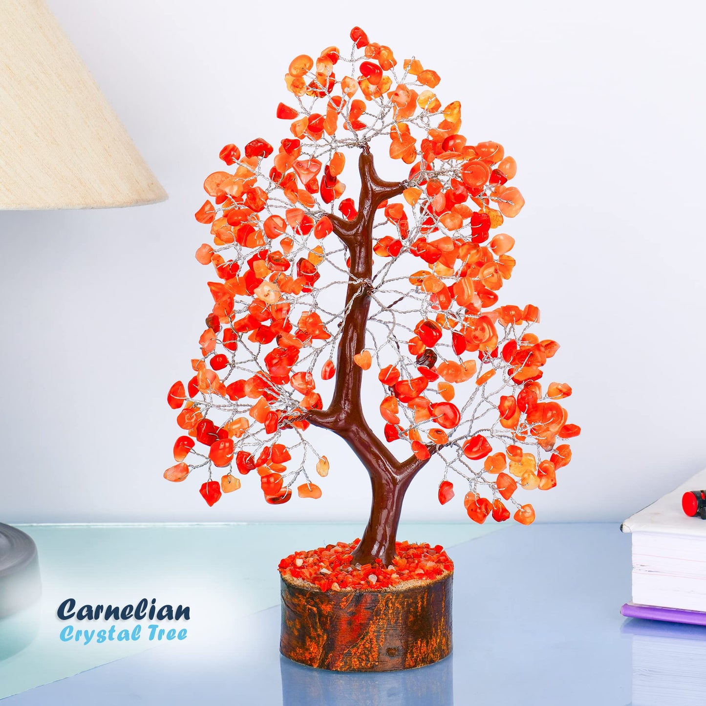 Carnelian - Crystal Tree - Gemstone - Crystal Bonsai Tree - Feng Shui - Money Crystal Stone - Crystal Tree of Life Decor - Crystal Gift - Spiritual Decor - Rock Tree - Chakra Stone