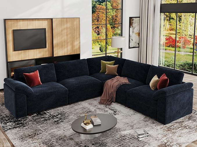 EASE MOOSE Chenille Sectional Modular Sofa, Removable Cover