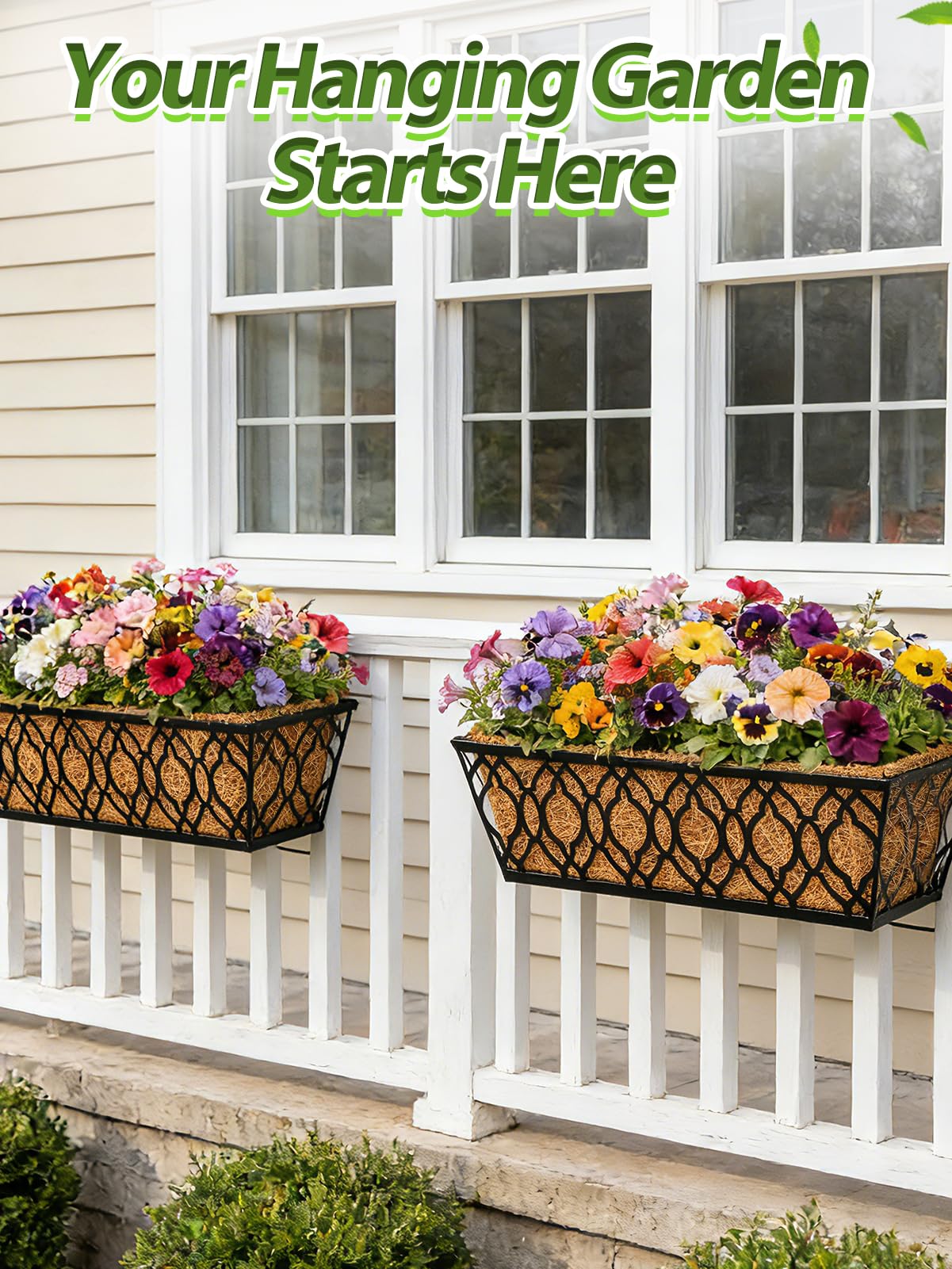 24in Tapered Coco Liners for Window Planter Box - 2 Pack 100% Natural Coconut Coir Fiber Liner Replacement for Deck Flower Box, Garden Railing Fence Wall Planter Basket