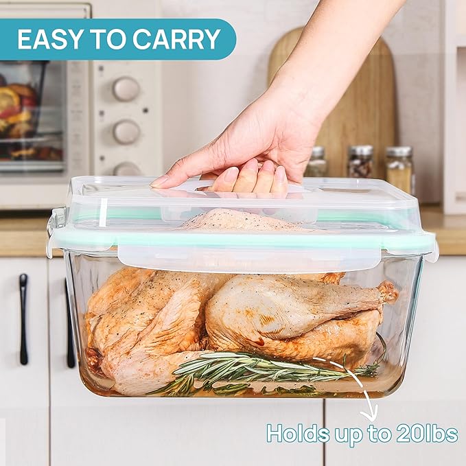Vtopmart 220oz + 76.4oz Extra Large Glass Storage Containers Set, Meal Prep