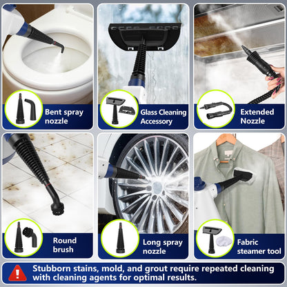 Steam Cleaner, Pressurized Handheld Steam Cleaner for Home with 12pcs Accessories & Safety Lock, Multi-Surface & Powerful Home Use Steamer for Cleaning, Car, Bathroom, Shower, Window, Grime, Grease