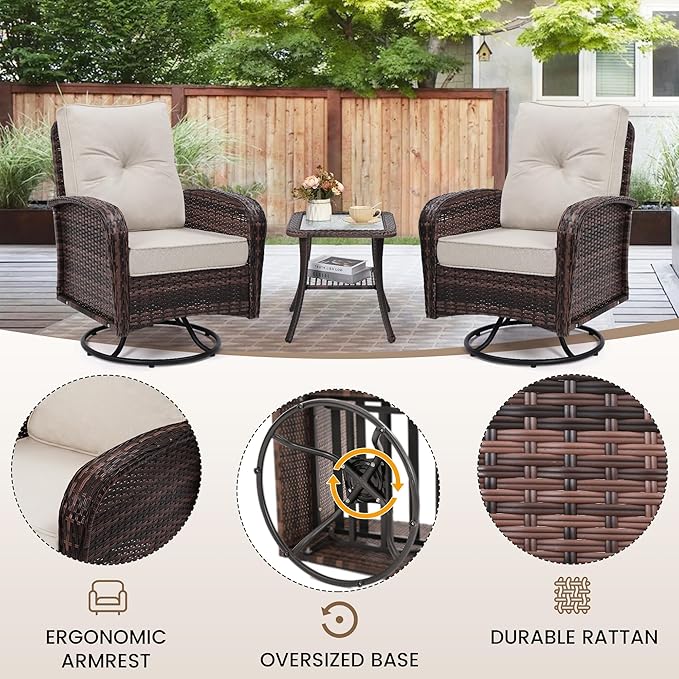 wildformers Luxury Outdoor Swivel Wicker Glider Patio Chairs