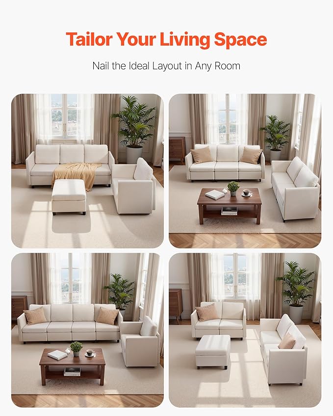 VEVOR Modular Sectional Sofa, Modern 5-Seater Modular Sofa