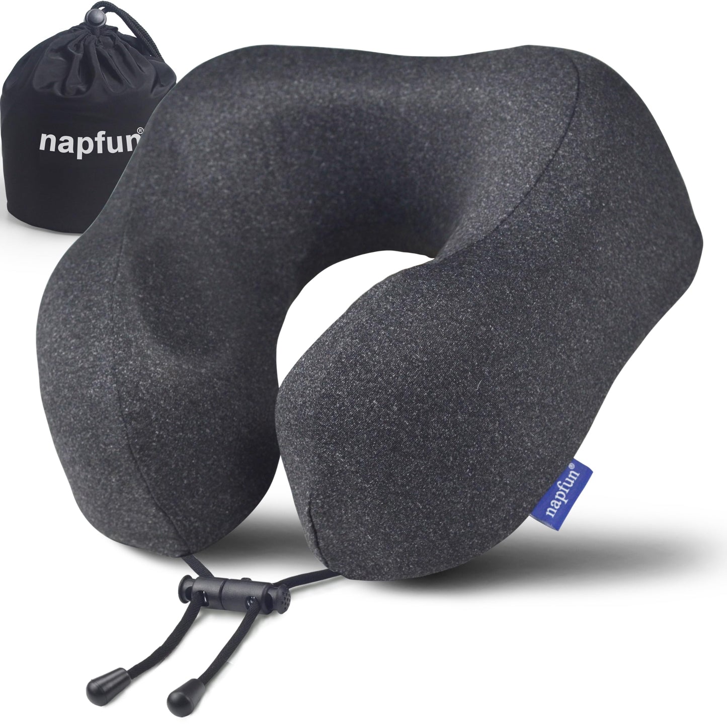 napfun Neck Pillow for Traveling, Upgraded Travel Neck Pillow for Airplane 100% Pure Memory Foam Travel Pillow for Flight Headrest Sleep, Portable Plane Accessories, Light Grey