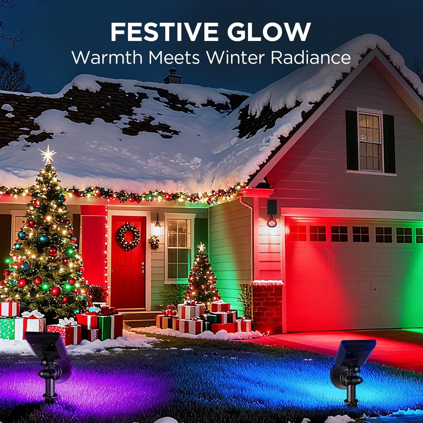InnoGear Solar Lights Outdoor Waterproof Halloween Christmas Solar Garden Light for Outside Yard Landscape Lighting Pathway Spot Lights Spotlight Wall Light, 4 Pack (Red, Green, Violet Purple, Blue)