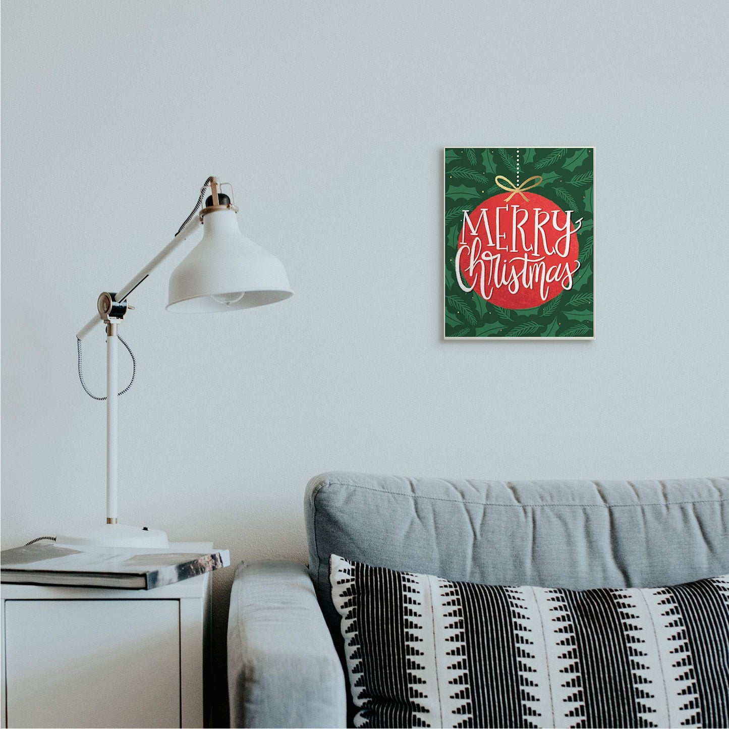 Stupell Industries Festive Merry Christmas Text Red Ornament