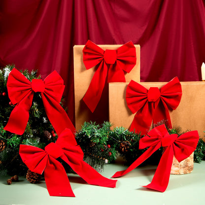 JOYIN 12 Pack Christmas Red Velvet Bows, 13" Long by 9" Wide Decorative Christmas Bows for Wreath Garland Tree Decor, Indoor Outdoor Holiday Decoration